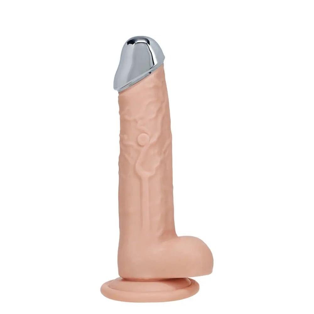 REALROCK Metal Head 7'' Rechargeable Dildo -  -  19 cm USB Rechargeable Vibrating Dildo with Metal Head and Wireless Remote Shots Toys Discreet Intimate Essentials.