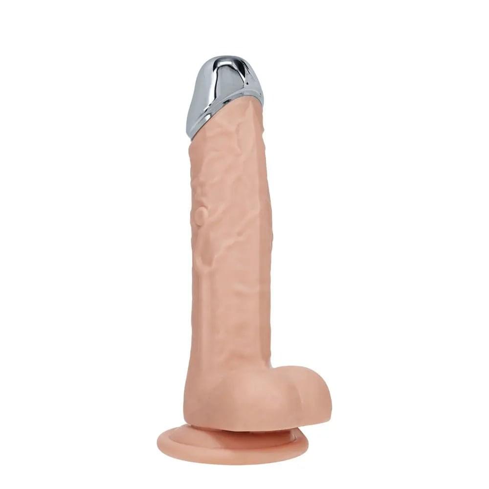 REALROCK Metal Head 7'' Rechargeable Dildo -  -  19 cm USB Rechargeable Vibrating Dildo with Metal Head and Wireless Remote Shots Toys Discreet Intimate Essentials.
