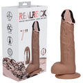 REALROCK Metal Head 7'' Rechargeable Dildo - Tan - Tan 19 cm USB Rechargeable Vibrating Dildo with Metal Head and Wireless Remote Shots Toys Discreet Intimate Essentials.