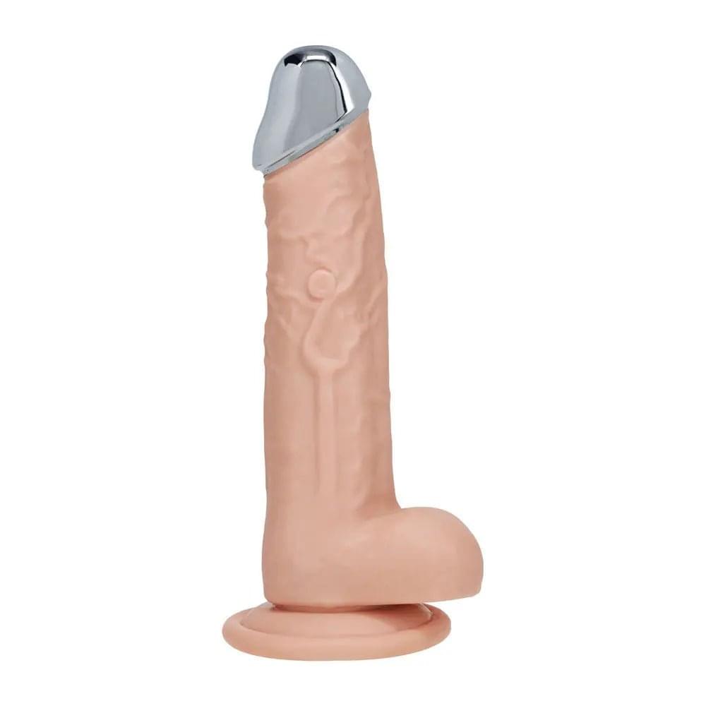 REALROCK Metal Head 8'' Rechargeable Dildo -  -  22 cm USB Rechargeable Vibrating Dildo with Metal Head and Wireless Remote Shots Toys Discreet Intimate Essentials.