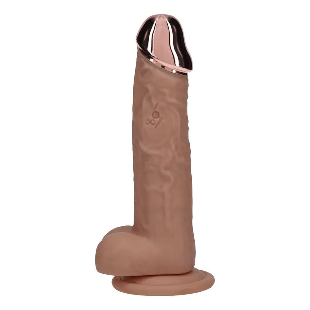 REALROCK Metal Head 8'' Rechargeable Dildo - Tan - Tan 22 cm USB Rechargeable Vibrating Dildo with Metal Head and Wireless Remote Shots Toys Discreet Intimate Essentials.