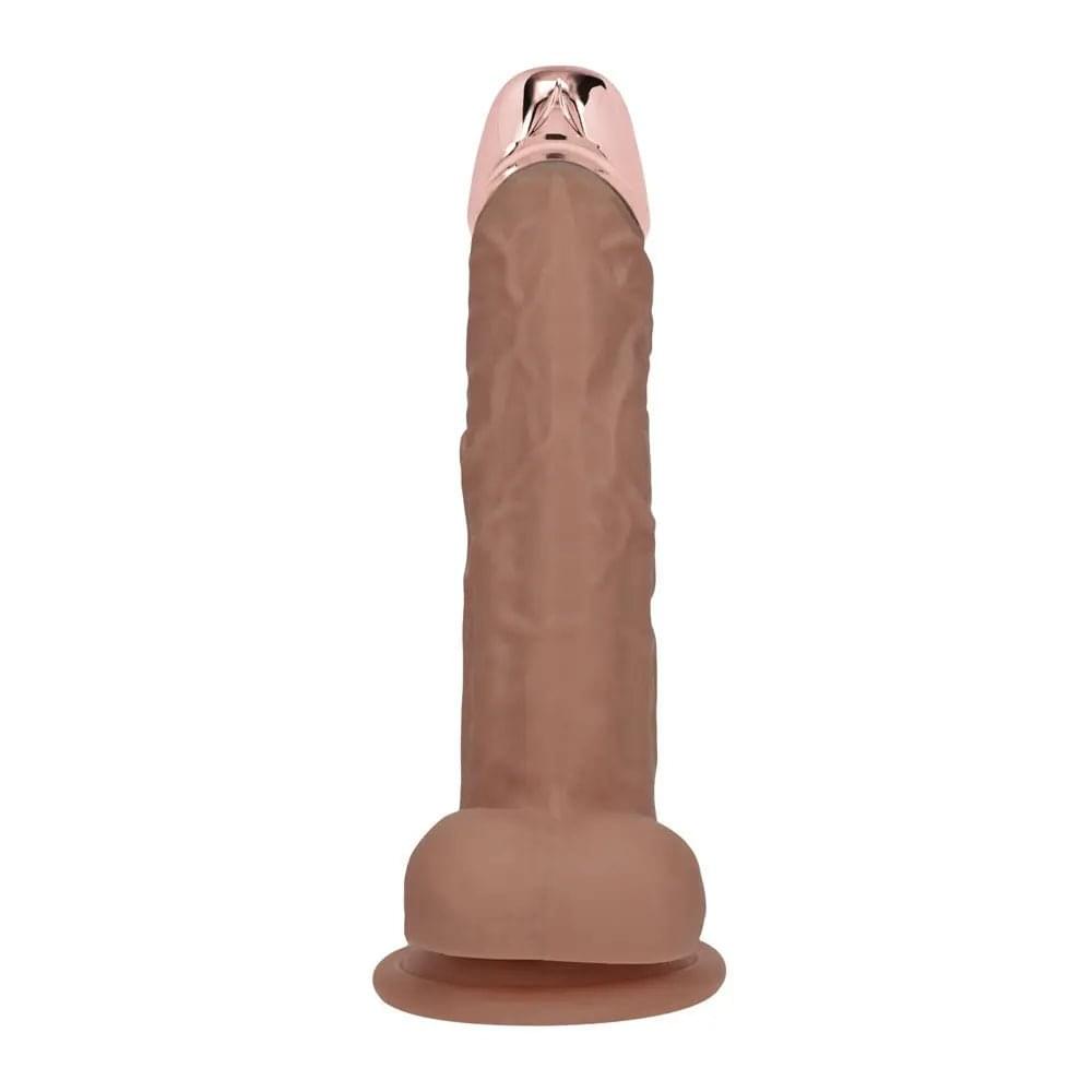 REALROCK Metal Head 8'' Rechargeable Dildo - Tan - Tan 22 cm USB Rechargeable Vibrating Dildo with Metal Head and Wireless Remote Shots Toys Discreet Intimate Essentials.