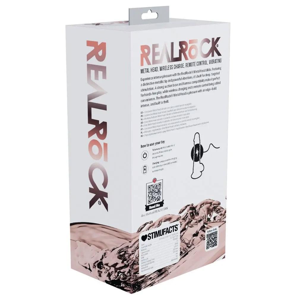 REALROCK Metal Head 8'' Rechargeable Dildo - Tan - Tan 22 cm USB Rechargeable Vibrating Dildo with Metal Head and Wireless Remote Shots Toys Discreet Intimate Essentials.