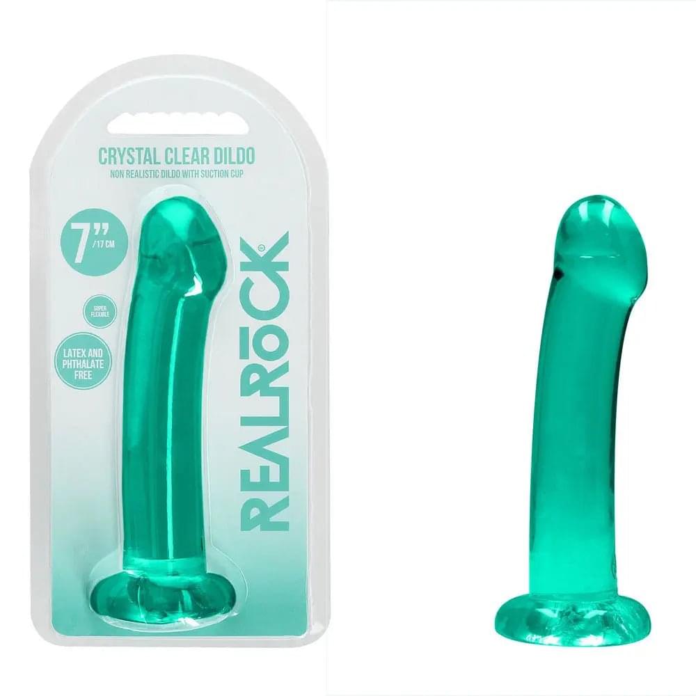 REALROCK Non Realistic Dildo With Suction Cup - 17 cm - Turquoise - Turquoise 17 cm Dong Shots Toys Discreet Intimate Essentials.