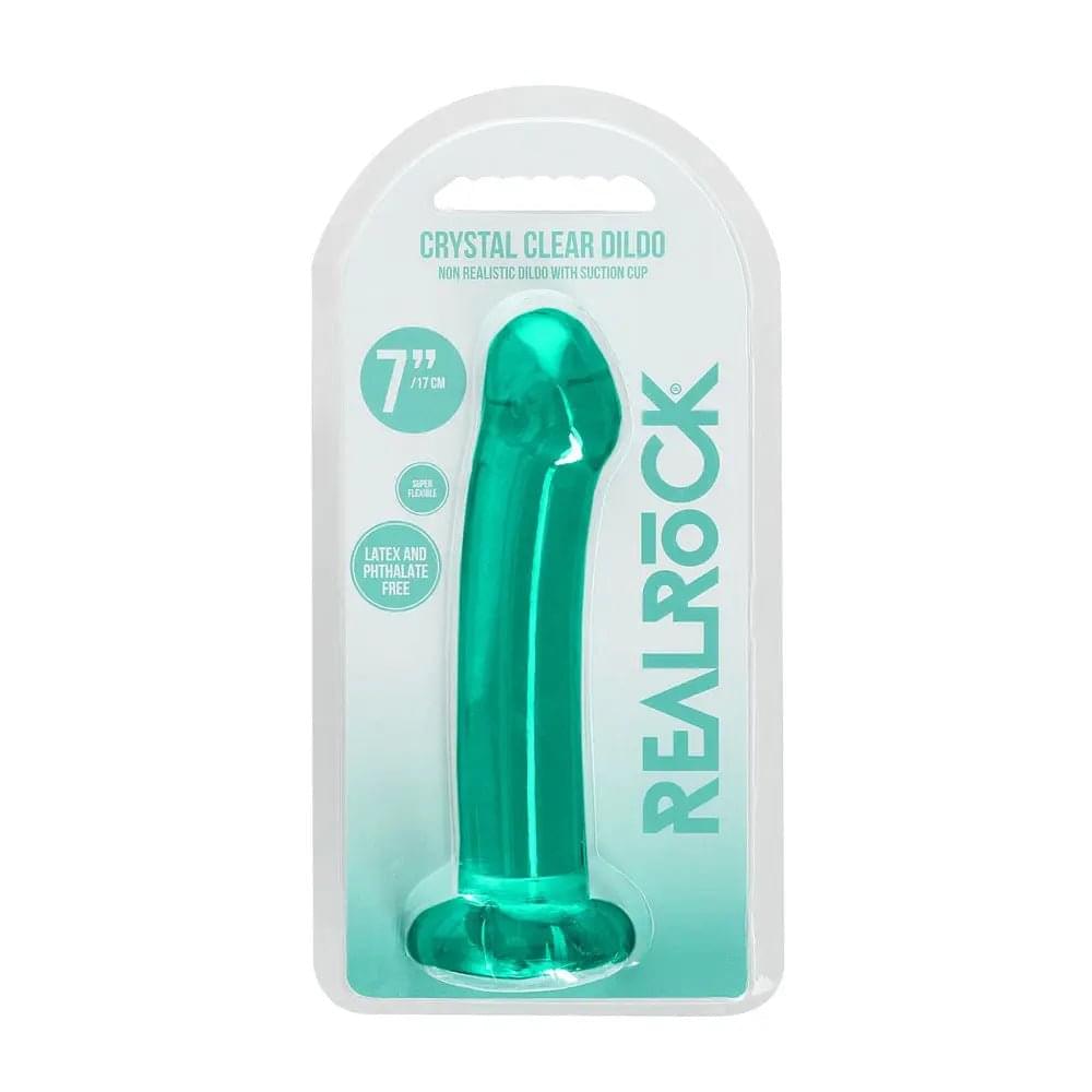 REALROCK Non Realistic Dildo With Suction Cup - 17 cm - Turquoise - Turquoise 17 cm Dong Shots Toys Discreet Intimate Essentials.