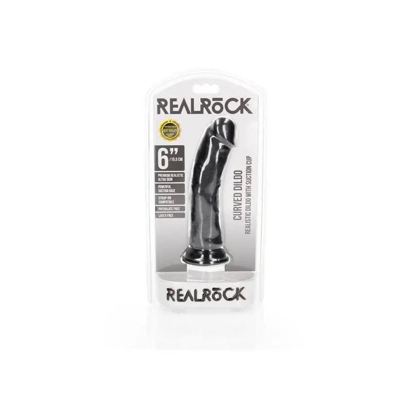 REALROCK Realistic Regular Curved Dildo with Suction Cup - 15.5 cm -  15.5 cm (6'') Dong Shots Toys Discreet Intimate Essentials.