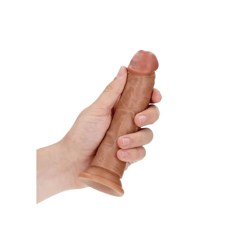 REALROCK Realistic Regular Curved Dildo with Suction Cup - 15.5 cm - Tan 15.5 cm (6'') Dong Shots Toys Discreet Intimate Essentials.