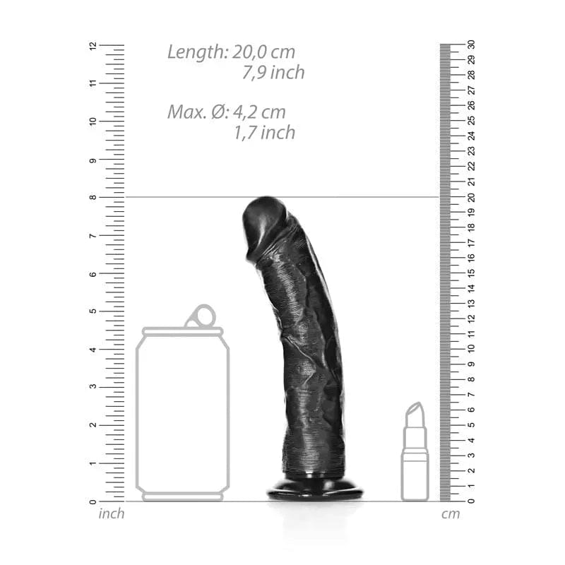REALROCK Realistic Regular Curved Dildo with Suction Cup - 18 cm -  18 cm (7'') Dong Shots Toys Discreet Intimate Essentials.