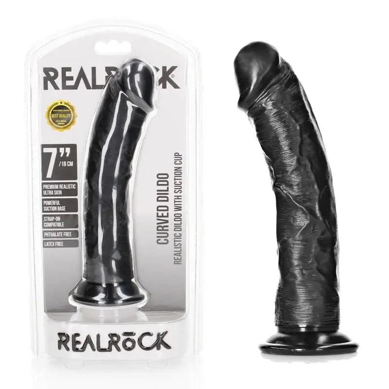 REALROCK Realistic Regular Curved Dildo with Suction Cup - 18 cm -  18 cm (7'') Dong Shots Toys Discreet Intimate Essentials.