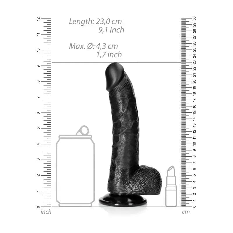 REALROCK Realistic Regular Curved Dong with Balls - 20.5 cm -  20.5 cm (8'') Dong Shots Toys Discreet Intimate Essentials.