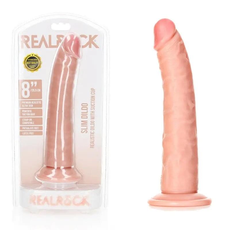 REALROCK Realistic Slim Dildo with Suction Cup - 20.5cm -  20.5 cm (8'') Dong Shots Toys Discreet Intimate Essentials.