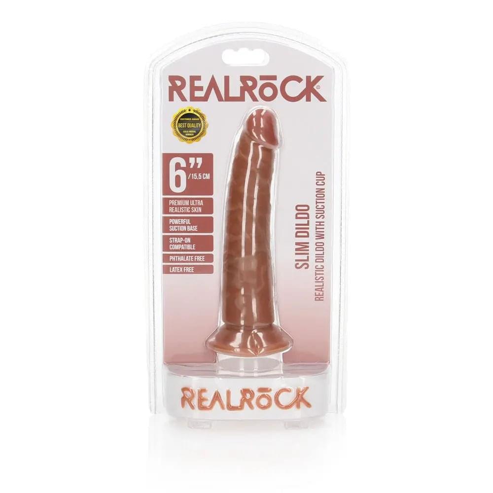 REALROCK Realistic Slim Dildo without Balls - 15.5 cm - Tan 15.5 cm (6'') Dong Shots Toys Discreet Intimate Essentials.