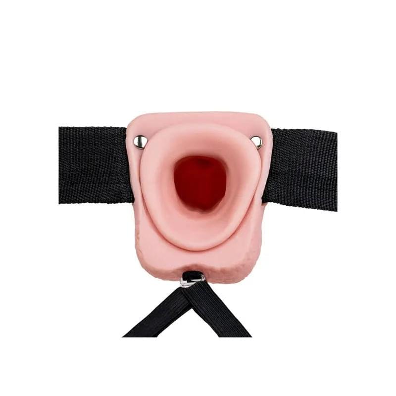 REALROCK Vibrating Hollow Strapon + Balls - 23cm  -  23 cm Vibrating Hollow Strap-On Shots Toys Discreet Intimate Essentials.