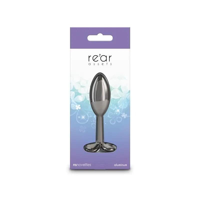 Rear Assets Clover - Gunmetal - Gunmetal 9.2 cm Metallic Butt Plug NS Novelties Discreet Intimate Essentials.