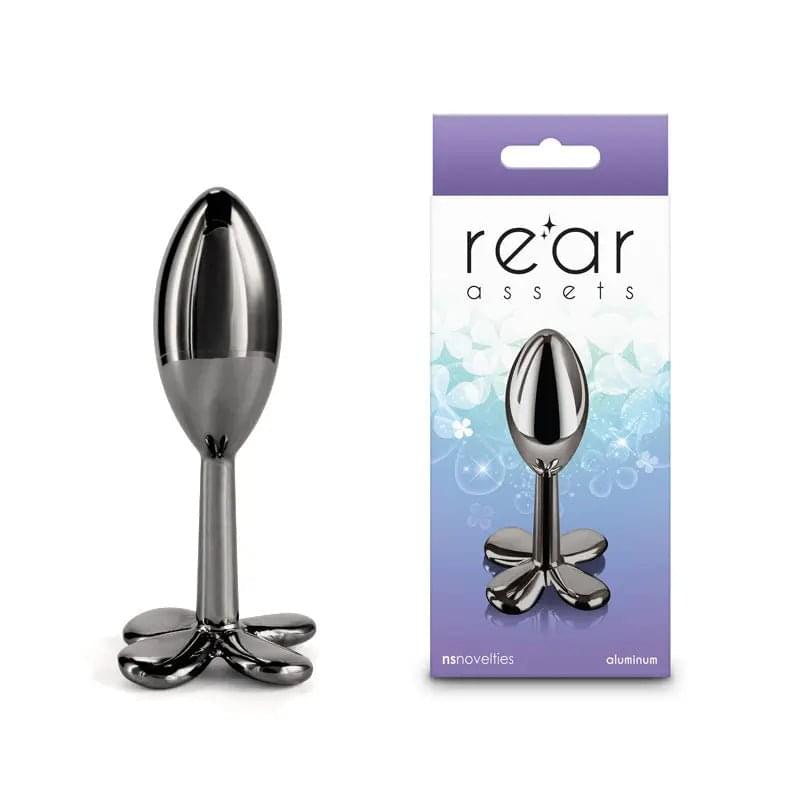Rear Assets Clover - Gunmetal - Gunmetal 9.2 cm Metallic Butt Plug NS Novelties Discreet Intimate Essentials.