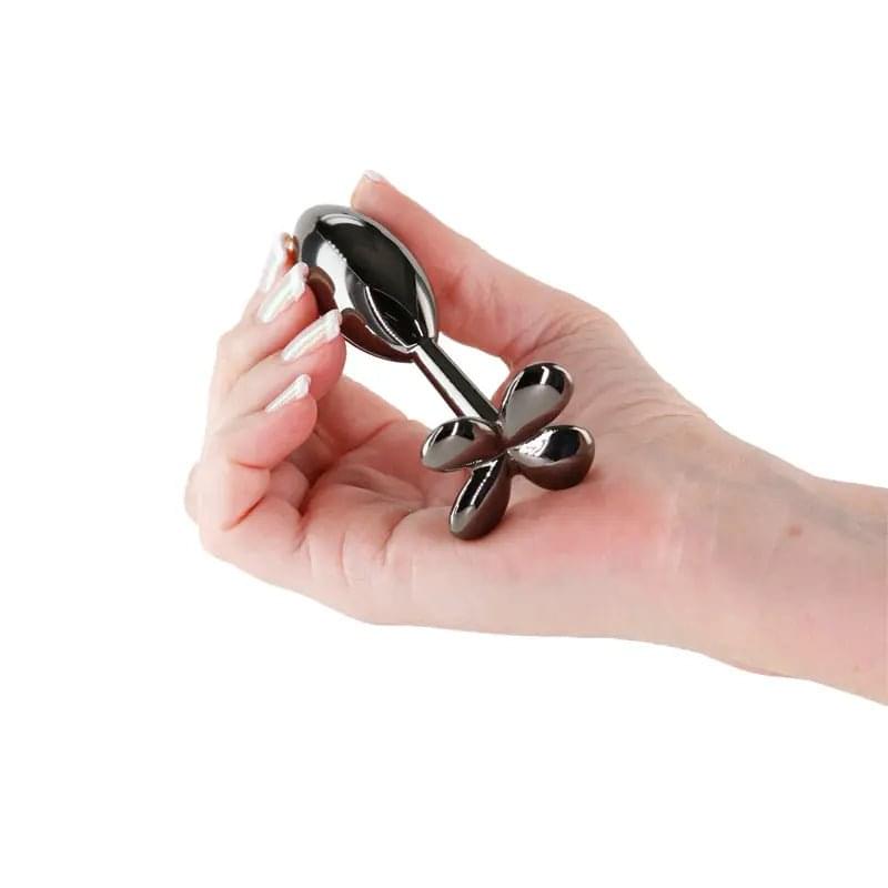 Rear Assets Clover - Gunmetal - Gunmetal 9.2 cm Metallic Butt Plug NS Novelties Discreet Intimate Essentials.