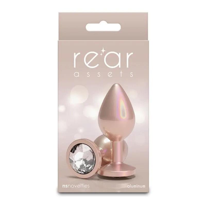 Rear Assets Iridescent - Medium - Champagne - Iridescent Champagne 8.2 cm Medium Butt Plug NS Novelties Discreet Intimate Essentials.