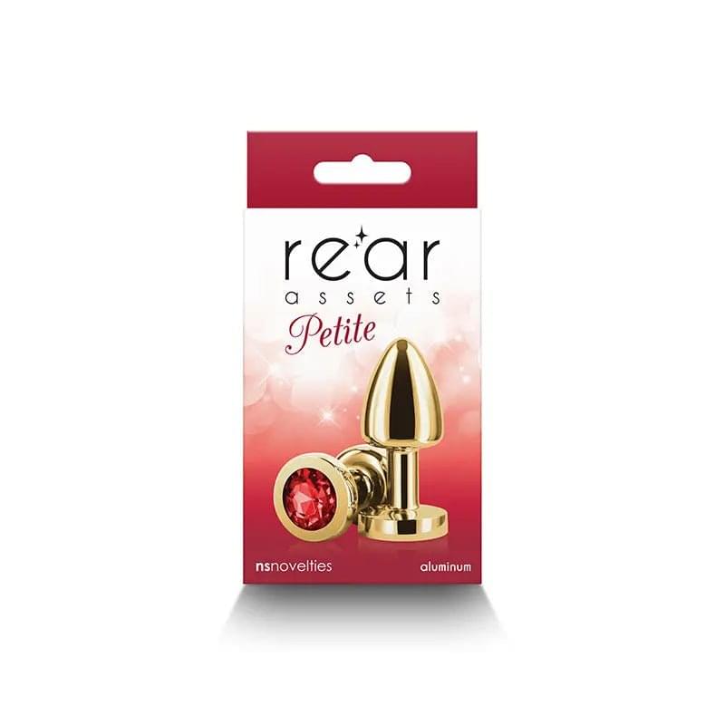 Rear Assets Petite - Gold with Red Gem - Gold 6 cm Metal Butt Plug with Red Round Gem Base NS Novelties Discreet Intimate Essentials.