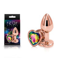Shop affordable quality Rear Assets Rose Gold Heart Small - Rose Gold Small Metal Butt Plug with Rainbow Heart Gem Base - Discreet Intimate Essentials - ANAL TOYS - NS Novelties