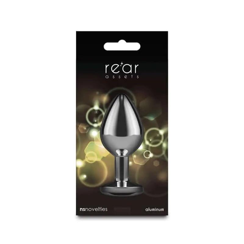 Rear Assets Silver - Medium - Yellow Gem - Silver Medium Metal Butt Plug with Yellow Gem Base NS Novelties Discreet Intimate Essentials.