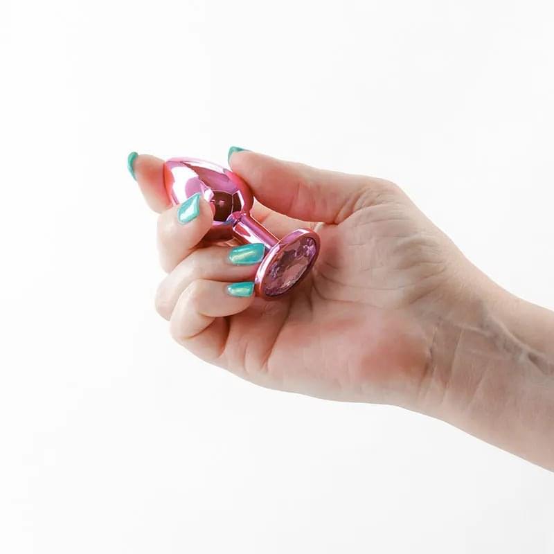 Rear Assets - Small -  -  7.1 cm Small Metal Butt Plug with  Round Gem Base NS Novelties Discreet Intimate Essentials.