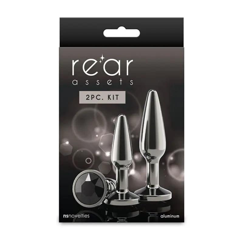 Rear Assets Tapered Trainer Kit - Gunmetal - Gunmetal Grey Metal Butt Plugs - Set of 2 Sizes NS Novelties Discreet Intimate Essentials.