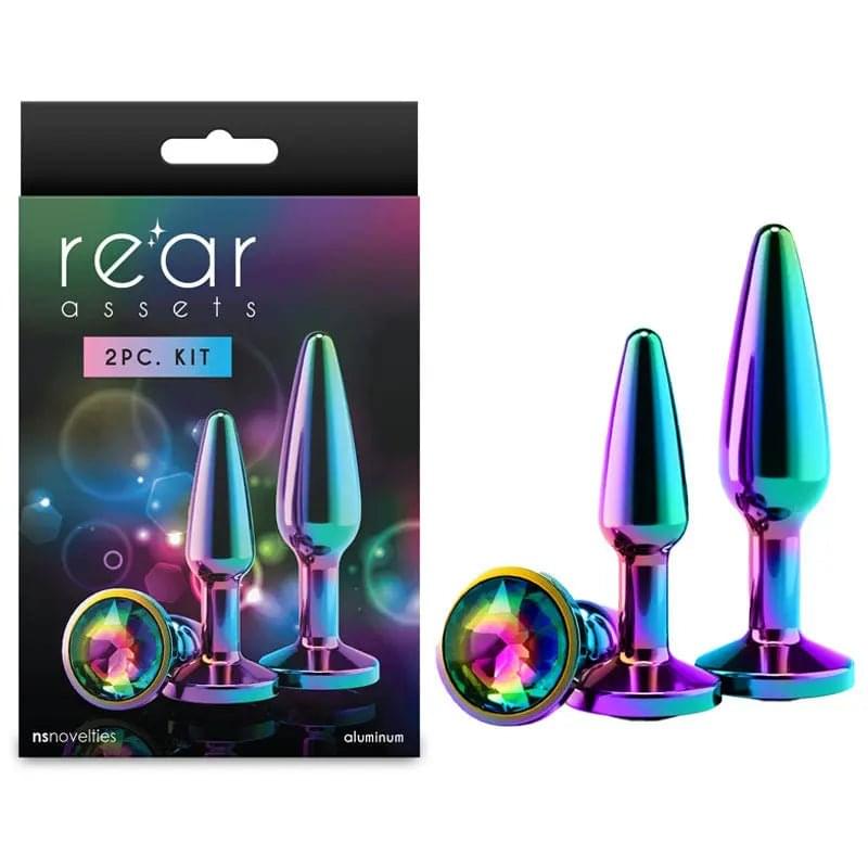 Rear Assets Tapered Trainer Kit - Multicolour - Multicoloured Metal Butt Plugs - Set of 2 Sizes NS Novelties Discreet Intimate Essentials.