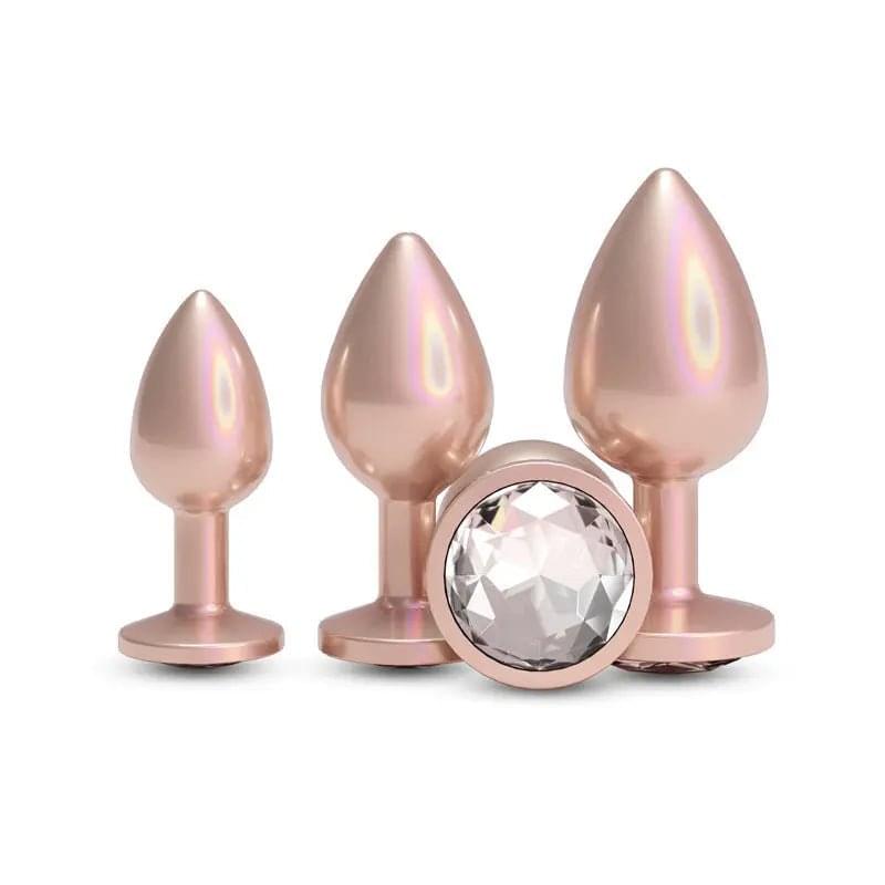 Rear Assets Trainer Kit - Iridescent Champagne - Iridescent Champagne Metallic Butt Plugs - Set of 3 Sizes NS Novelties Discreet Intimate Essentials.