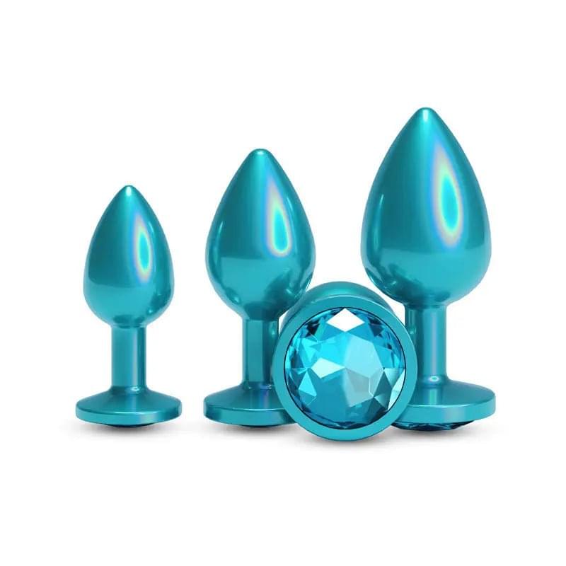 Rear Assets Trainer Kit - Iridescent Teal - Iridescent Teal Metallic Butt Plugs - Set of 3 Sizes NS Novelties Discreet Intimate Essentials.