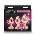 Rear Assets Trainer Kit -  - Pink Heart -  Metallic Butt Plugs with Pink Hearts - Set of 3 Sizes NS Novelties Discreet Intimate Essentials.