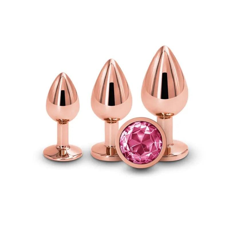 Rear Assets Trainer Kit -  - Pink -  Metallic Butt Plugs with Pink Gems - Set of 3 Sizes NS Novelties Discreet Intimate Essentials.