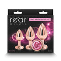 Rear Assets Trainer Kit -  - Pink -  Metallic Butt Plugs with Pink Gems - Set of 3 Sizes NS Novelties Discreet Intimate Essentials.