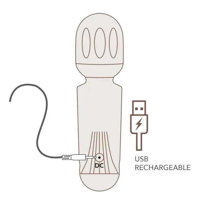 Rechargeable 16 Mode Silicone Mini Wand Black Tulip Rocks Off Discreet Intimate Essentials.