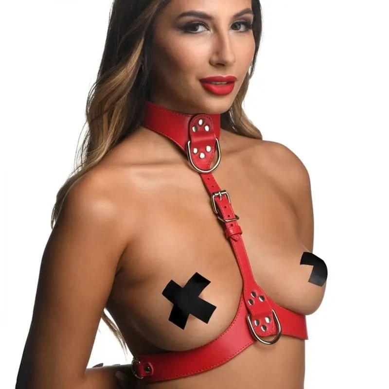 Red Female Chest Harness M/L Strict Discreet Intimate Essentials.