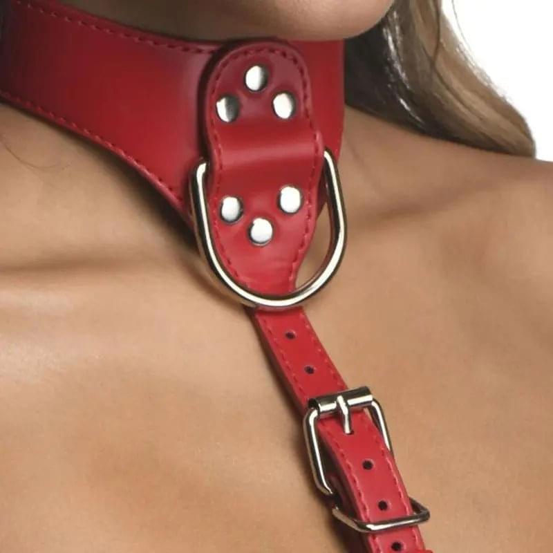 Red Female Chest Harness S/M Strict Discreet Intimate Essentials.