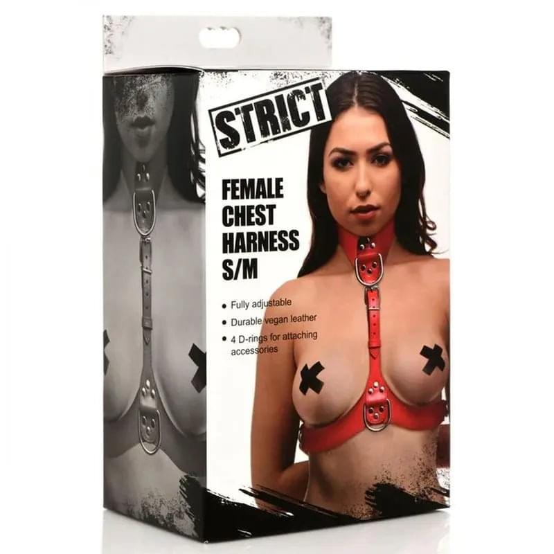 Red Female Chest Harness S/M Strict Discreet Intimate Essentials.
