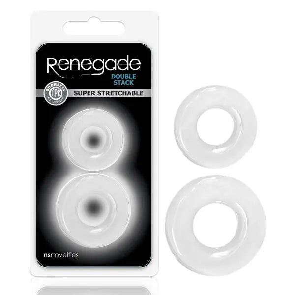 Shop affordable quality Renegade - Double Stack - Clear Cock Rings - Set of 2 - Discreet Intimate Essentials - COCK RINGS - NS Novelties