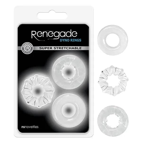Renegade - Dyno Rings - Clear Cock Rings - Set of 3 NS Novelties Discreet Intimate Essentials.