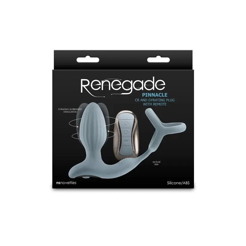 Renegade Pinnacle - Grey - Grey USB Rechargeable Vibrating Butt Plug with Cock Ring NS Novelties Discreet Intimate Essentials.
