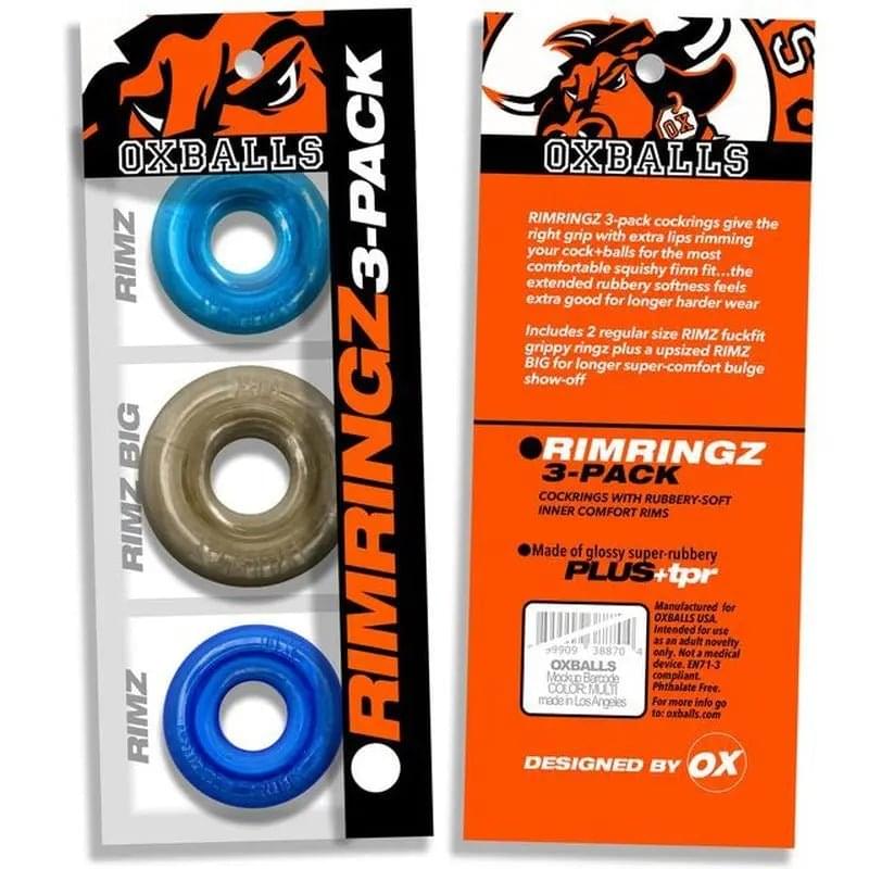 RimRingz 3 Pc Multi Size Blue OxBalls Discreet Intimate Essentials.