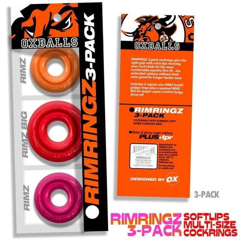 RimRingz 3 Pc Multi Size Fire Hots OxBalls Discreet Intimate Essentials.