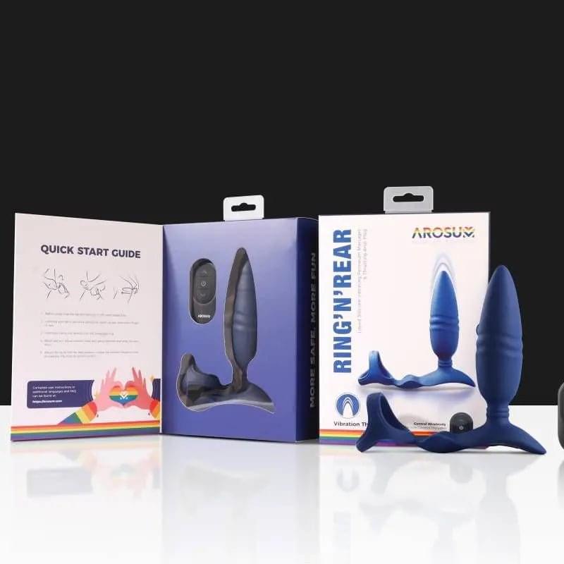 Ring n Rear Dual Thrusting Anal Probe with Cockring and Remote Arosum Discreet Intimate Essentials.