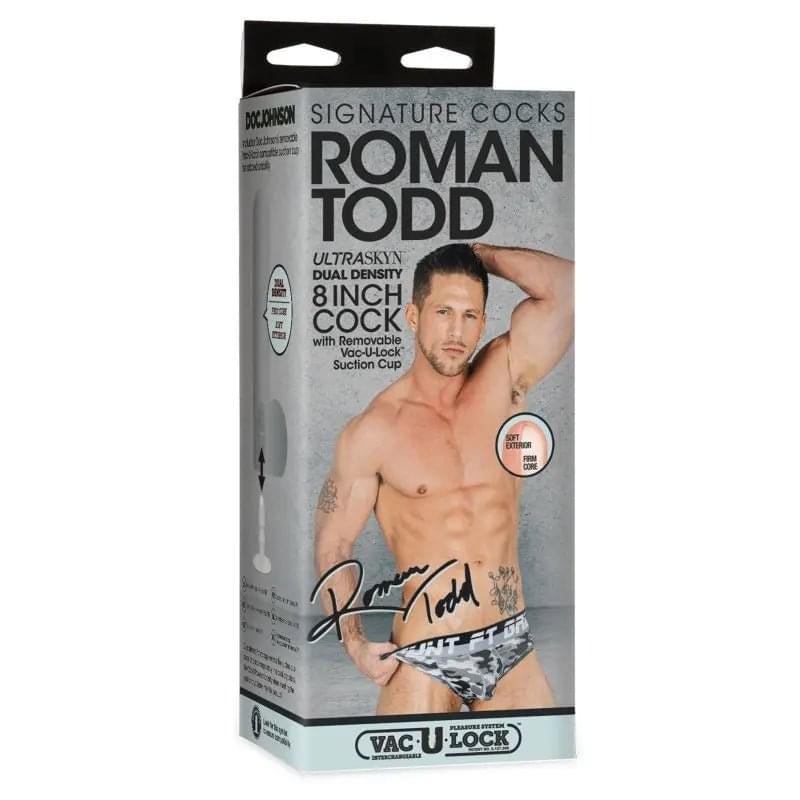 Roman Todd 8in Ultraskyn Cock w Removable Vac-U-Lock Suction Cup Vanilla Signature Cocks Discreet Intimate Essentials.