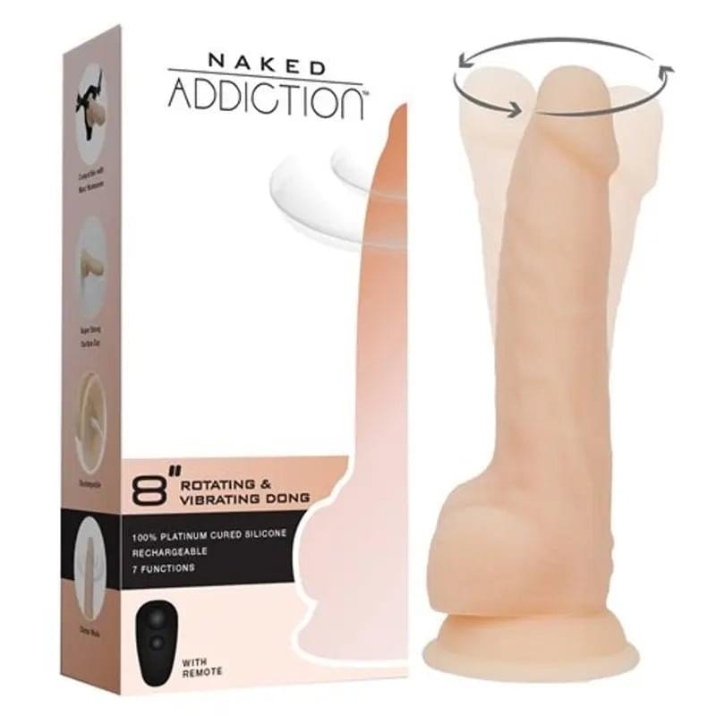 Rotating 8in Vibrating Dildo w Remote Vanilla Addiction Discreet Intimate Essentials.