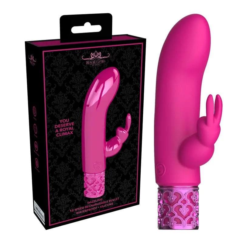 ROYAL GEMS Dazzling - Silicone Rechargeable Bullet -  12 cm USB Rechargeable Bullet Shots Toys Discreet Intimate Essentials.