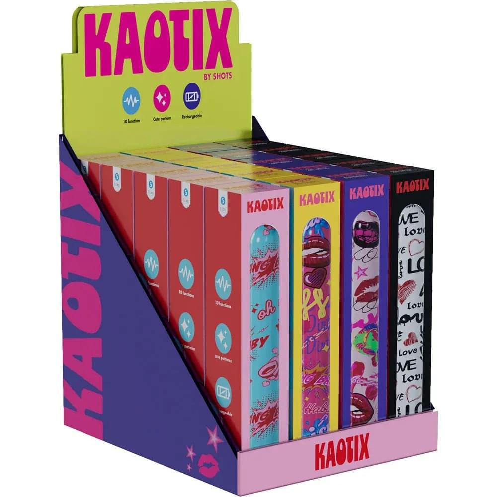 S-LINE Kaotix Display Box - USB Rechargeable Vibrators - Counter Display of 4 x 5 each Shots Toys Discreet Intimate Essentials.