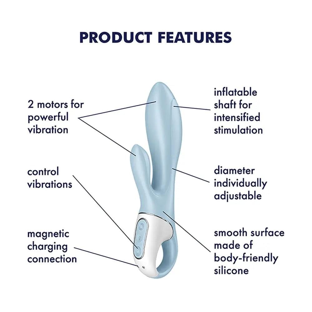 Satisfyer Air Pump Bunny 1 -  USB Rechargeable Inflatable Rabbit Vibrator Satisfyer Discreet Intimate Essentials.