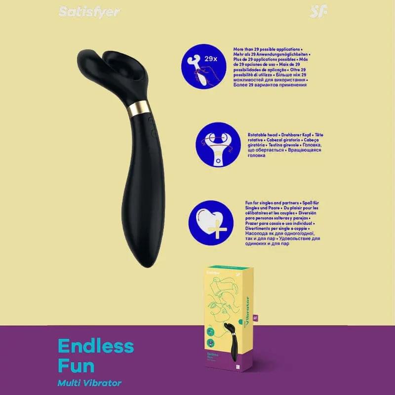 Satisfyer Endless Fun -  23.5 cm USB Rechargeable Stimulator Satisfyer Discreet Intimate Essentials.