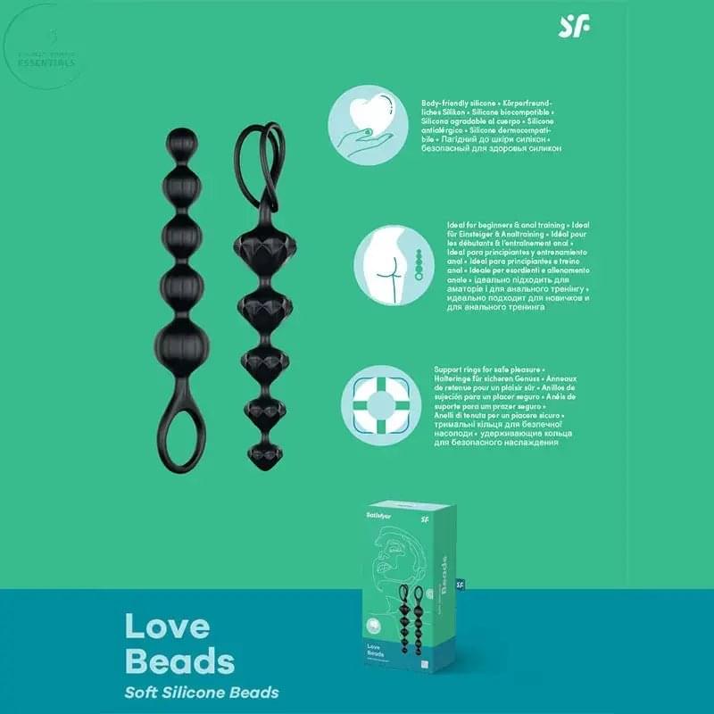 Satisfyer Love Beads -  20.5 cm Anal Beads - Set of 2 Satisfyer Discreet Intimate Essentials.