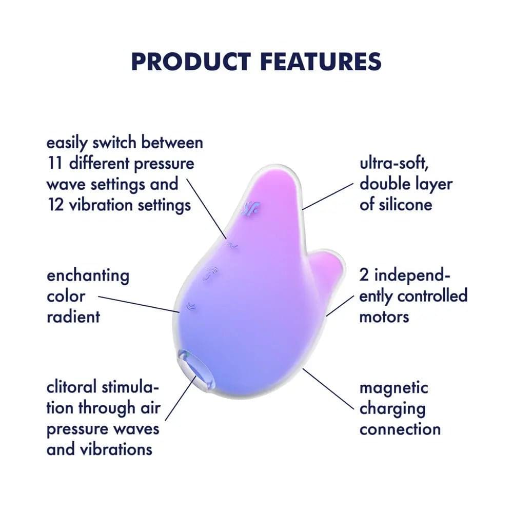 Satisfyer Mermaid Vibes - Violet/Pink - Violet/Pink USB Rechargeable Air Pulse Stimulator Satisfyer Discreet Intimate Essentials.